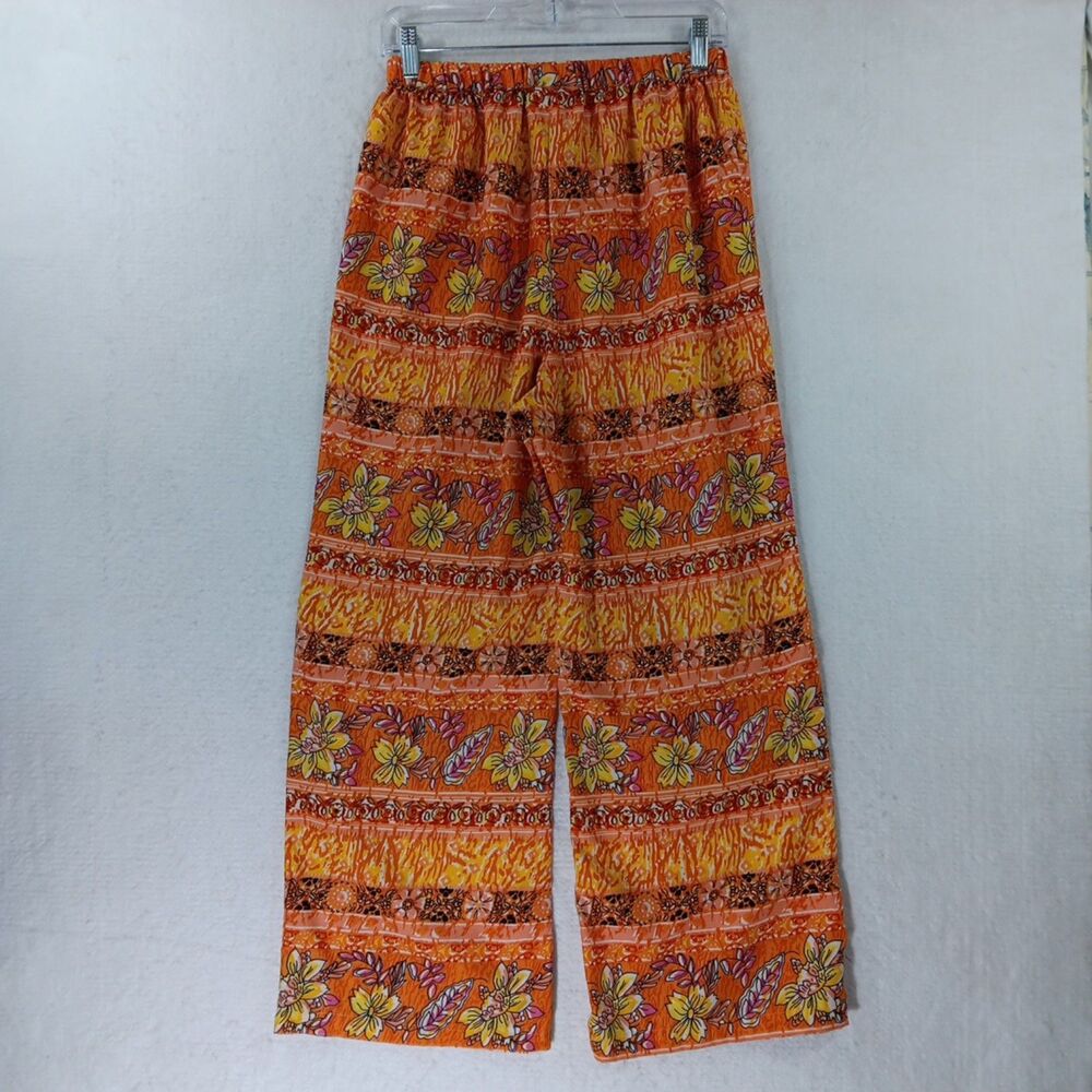 CW Classics Casual Pants Women's Size Medium Orange Yellow Floral